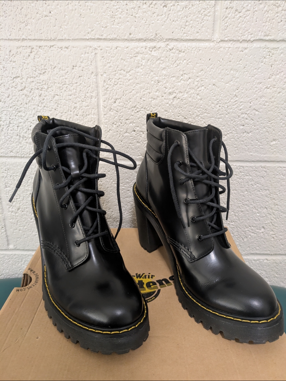 Doc Martens Persephone Black Lace-Up Chunky Heel Boots